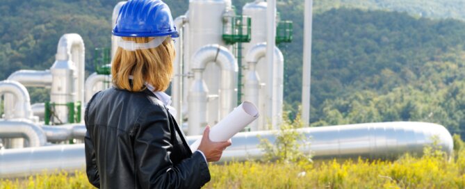 Female Engineer Planning in Geothermal Power Station